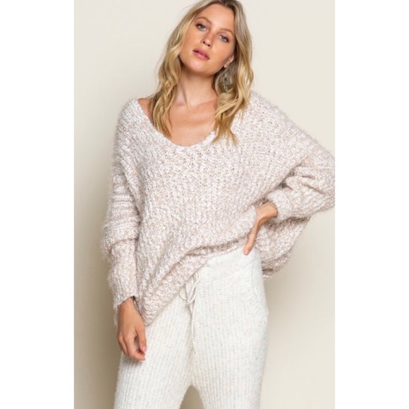 SOLD OUT Oversized Beige Softest Eyelash Pullover Sweater - Picture 4 of 6